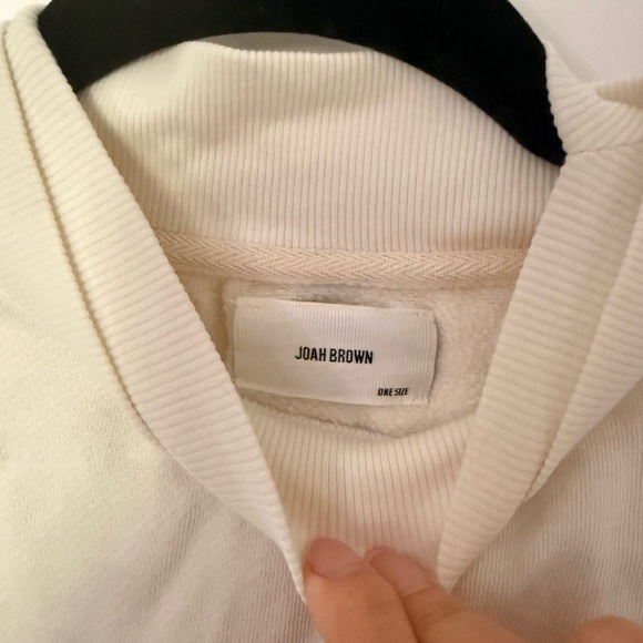 JOAH BROWN DRAWCORD CROP CREW SWEATSHIRT - Picture 3 of 4